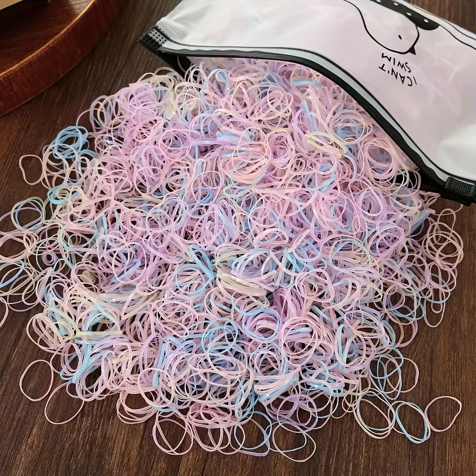 1000pcs of Disposable Rubber Bands in Color Series for Girls' Casual Hair Styling