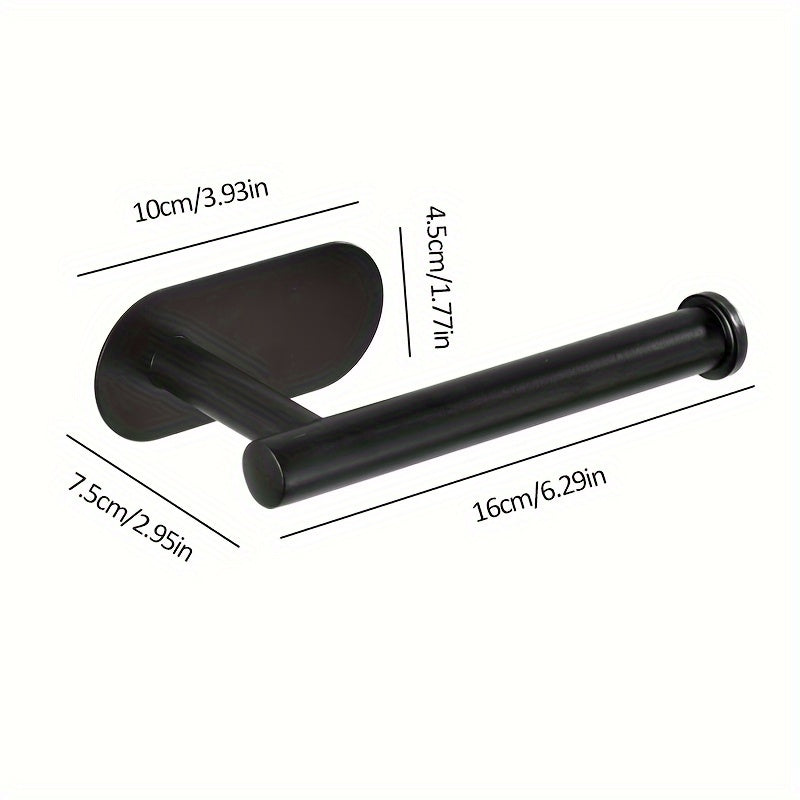 No-drill black stainless steel toilet paper holder for bathroom/kitchen.