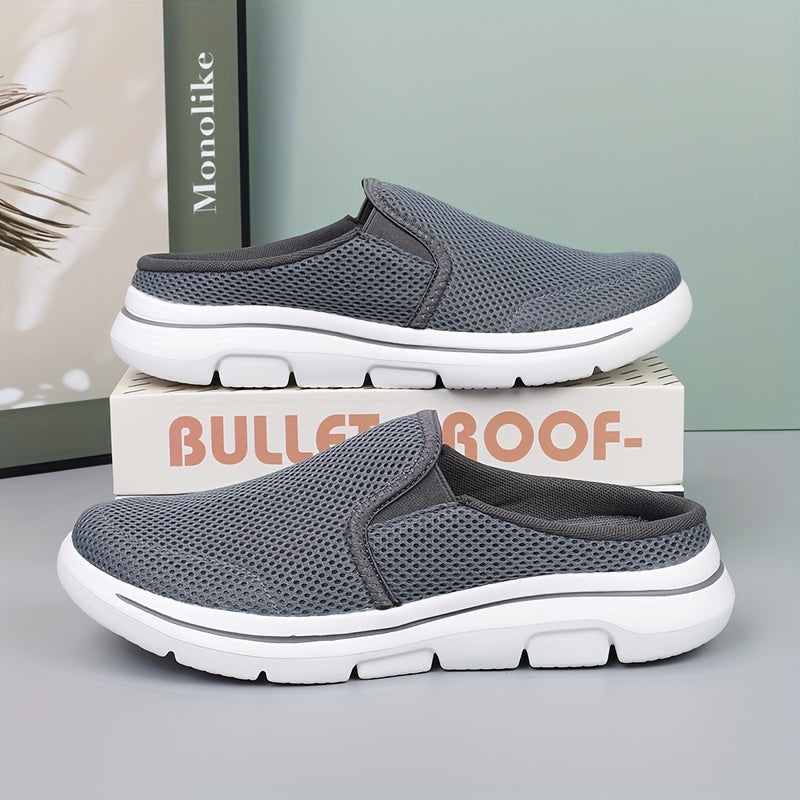 Breathable hollow out mules for plus size men, with soft durable sole for summer comfort.