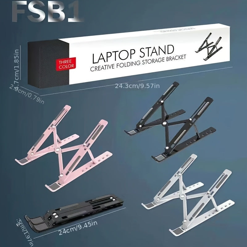 Portable, ABS laptop and tablet stand with adjustable height, foldable design, and non-slip features. Great for gaming and office use, travel, and as a gift. Ideal desk accessory for modern