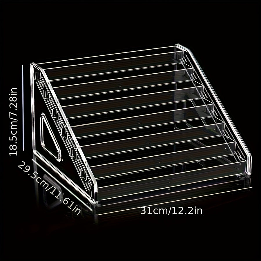 Clear Acrylic Sunglass Display Stand with Multiple Layers, Countertop Eyewear Organizer with Steps, Transparent Plastic Eyeglass Storage Rack