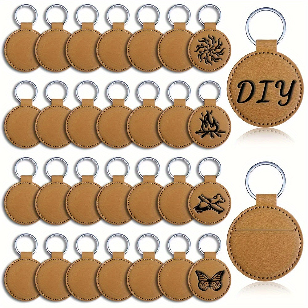 Set of 30/32 PU Leather Key Rings Designed for Men, Ideal for Personalized Laser Engraving on Backpack Keychains