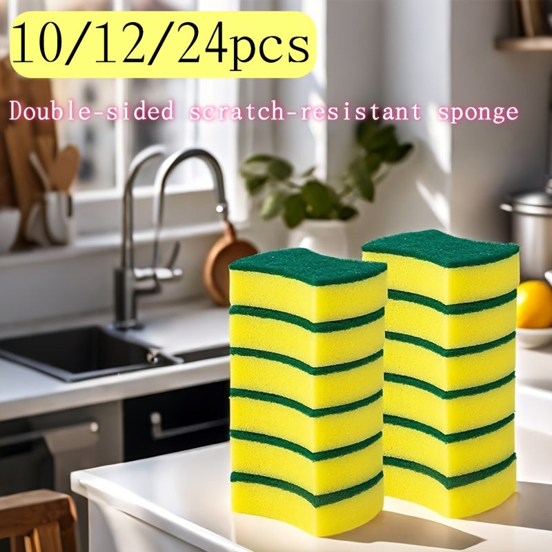 10/12/24 pieces of double-sided scratch-resistant sponge, highly absorbent melamine sponge suitable for cleaning in the kitchen, bathroom, living room, toilet, and car.