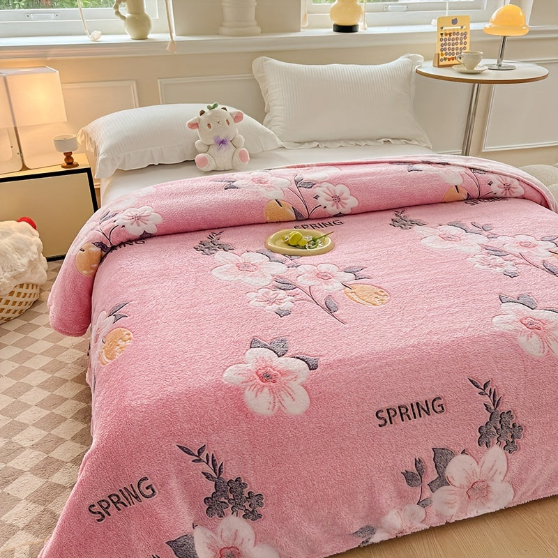 Soft coral fleece throw blanket that is suitable for all seasons. Can be easily washed in the machine and is versatile enough to be used on the bed, sofa, at the office, or as a gift.