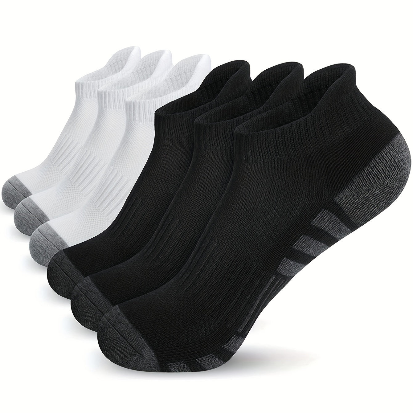 6 Pairs of Men's Crew Socks with Stripes - Casual and Comfortable, Polyester and Spandex blend, Hand wash or dry clean recommended.