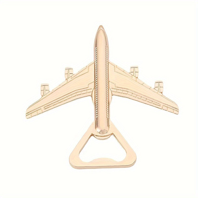 1 or 2 Golden Metal Airplane Bottle Openers - Ideal gift for beer lovers, travel and parties, made of stainless steel, no power needed.