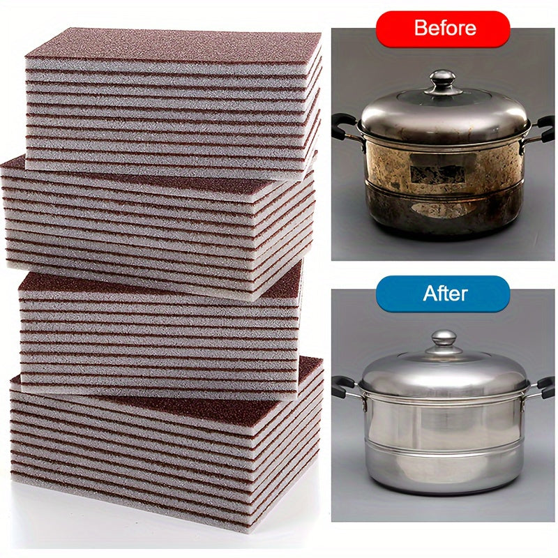 Set of 16 Large Carborundum Magic Wipe Pads - Powerful Scrubbing Sponges for Kitchen & Bathroom Cleaning, Rust Stain Removal, and Dishwashing - Multi-Purpose Stainless Steel Scouring Pads for Effective Dirt and Grime Removal, Cleaning Sponge