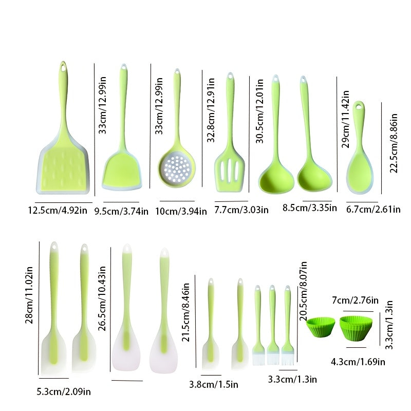 Silicone Kitchen Utensil Set - 46 Pieces, Non-Stick and Cookware Safe - Perfect for Cooking, Baking, and Grilling. Includes Spatulas, Spoons, and Scrapers - Great for Christmas, Halloween, Hanukkah, Thanksgiving, and Graduation Celebrations.