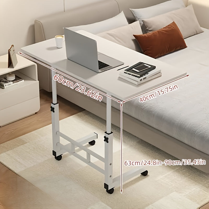 Multipurpose Folding Table with Storage Rack and Adjustable Height - Universal Pulley for Easy Mobility - Ideal for Bedroom, Living Room, Outdoor Office, and Study - Can be Used as a Student Study Table, Laptop Table, Office Table, Lazy Table, or Bedside