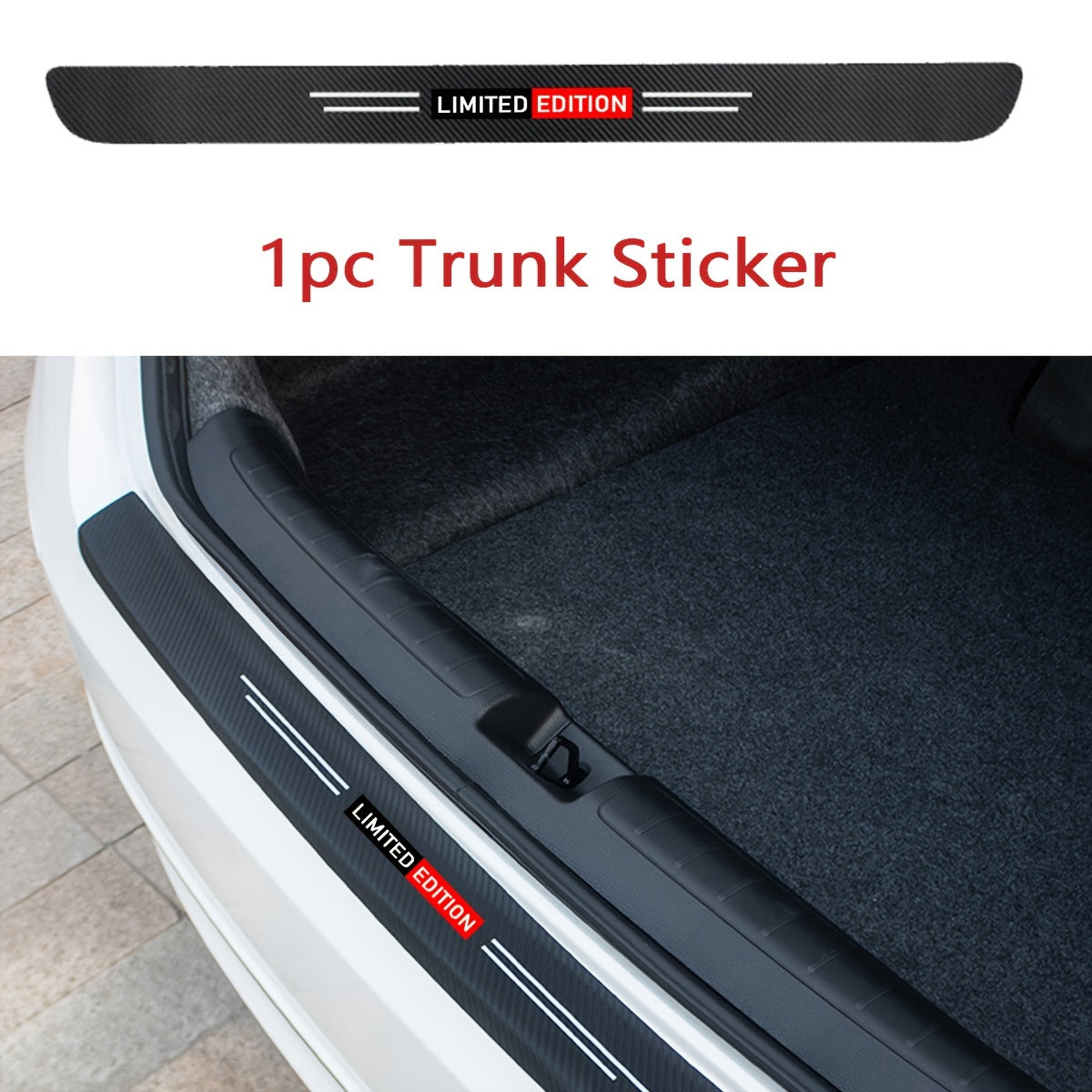 Carbon fiber protective stickers for car doors and trunk sills, suitable for multiple car brands.