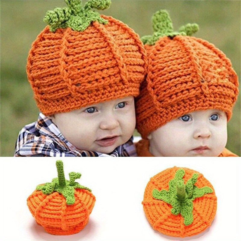 Charming handmade pumpkin hat for children - Ideal Halloween present, made of yellow polyester