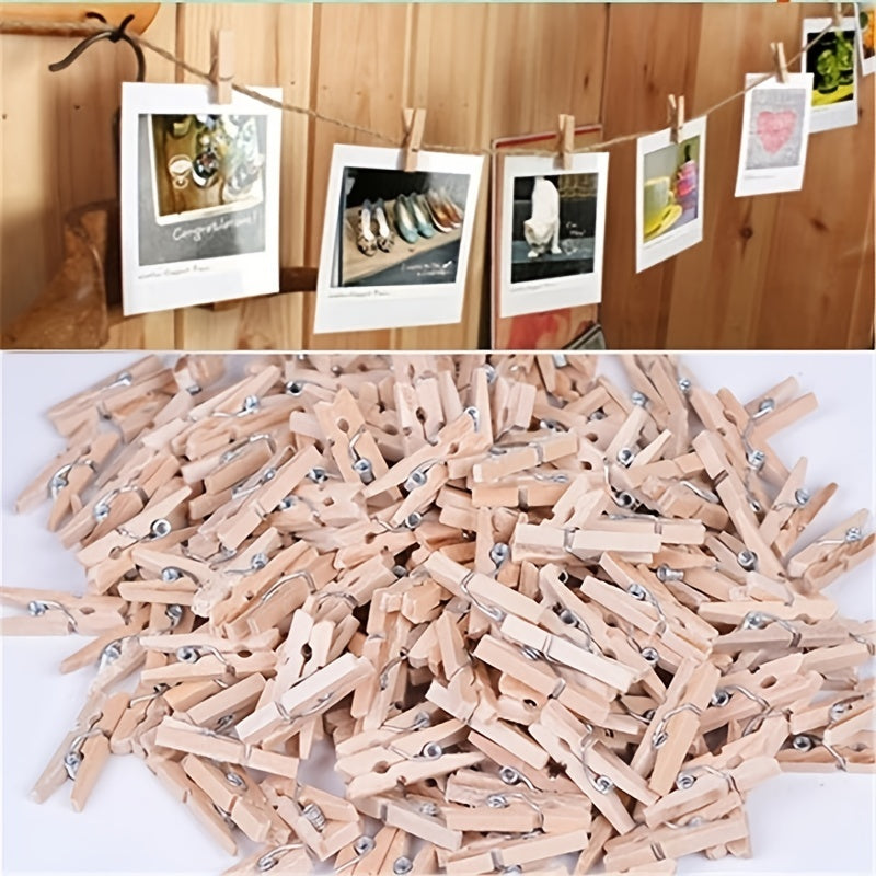 50 colorful wooden clips for DIY photo storage and crafts.