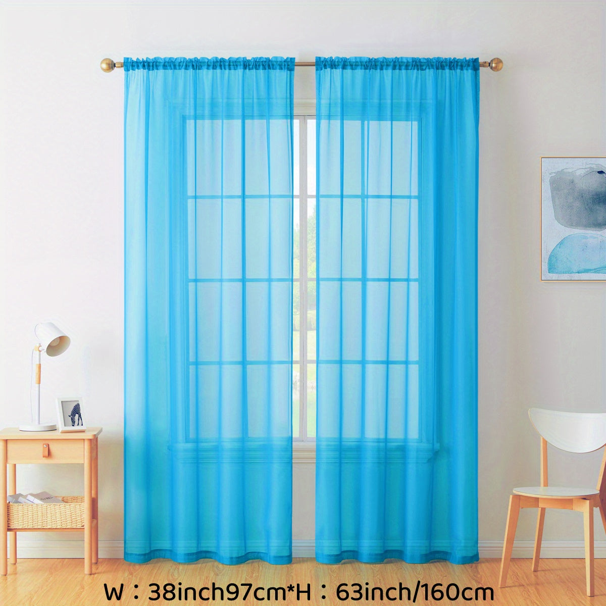 Enhance your decor with these elegant sheer voile curtain panels. Made of semi-transparent polyester, they feature a rod pocket design for easy hanging in your kitchen, bedroom, or living room. Create a romantic ambiance with these beautiful curtains.