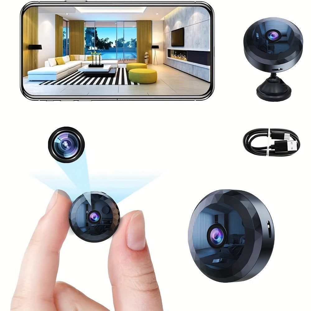 2.4Ghz Wireless Nanny Cam with HD video, Motion Detection, Night Vision, USB Powered, Rechargeable Battery, Self-Adhesive Mount, App Control, for Indoor and Outdoor use.