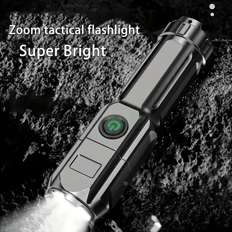 Portable telescopic flashlight with powerful zoom capabilities for outdoor and home use.