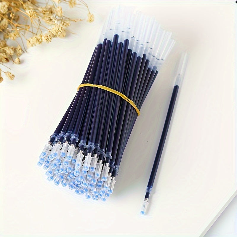 100pcs Gel Pen Refills in Red, Blue, and Black Ink, 0.5mm, ideal for office and school writing supplies.