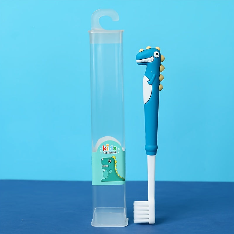 Toothbrush with Soft Bristles and Cute Cartoon Dinosaur Design, Individually Packaged