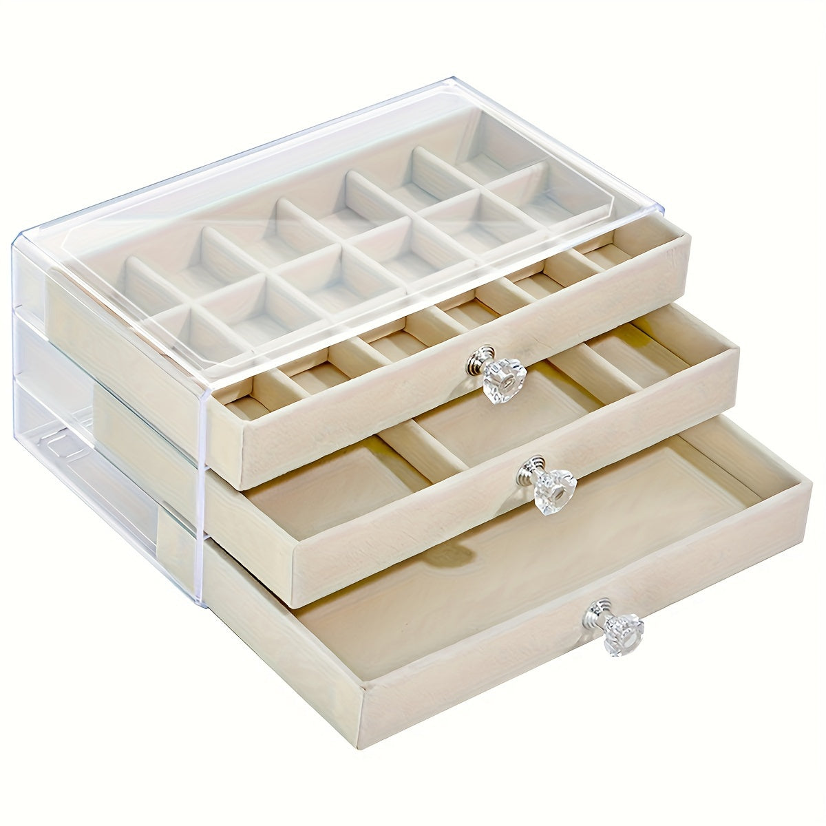 Transparent Acrylic Jewelry Box with Multiple Layers for Stud Earrings, Rings, Necklaces, and Bracelets. Features a Drawer for Additional Storage. Ideal for Keeping Jewelry Safe from Moisture in the Household or Dormitory. Perfect Gift for Christmas