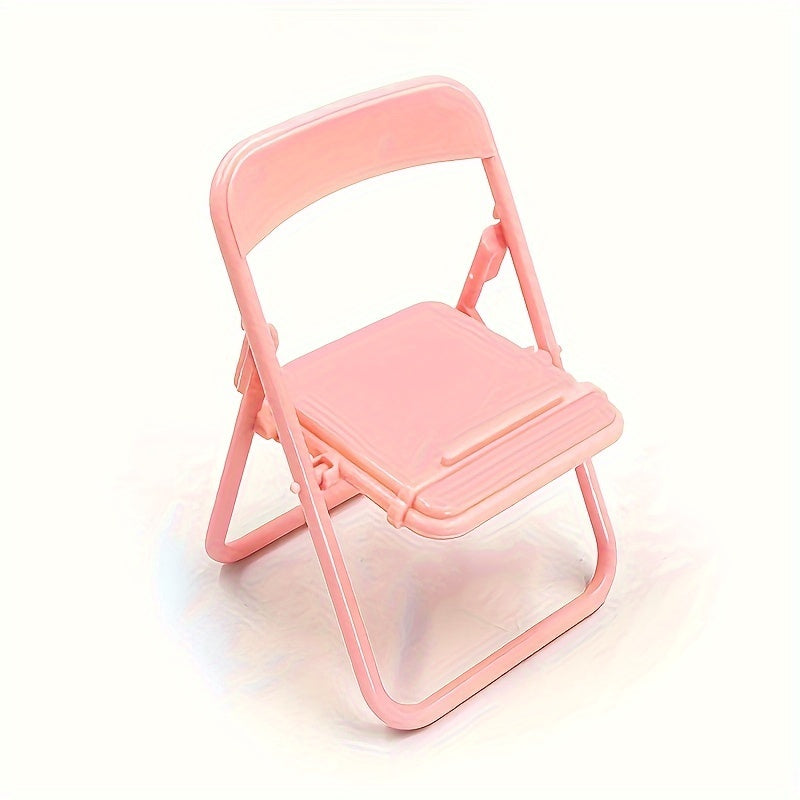 Folding Chair Phone Holder made of Plastic - Single Pack, Chair-shaped Tabletop Mini Jewelry Stand, Portable Display Rack with Rectangle Base, Perfect for Desk & Reading, No Electricity Required