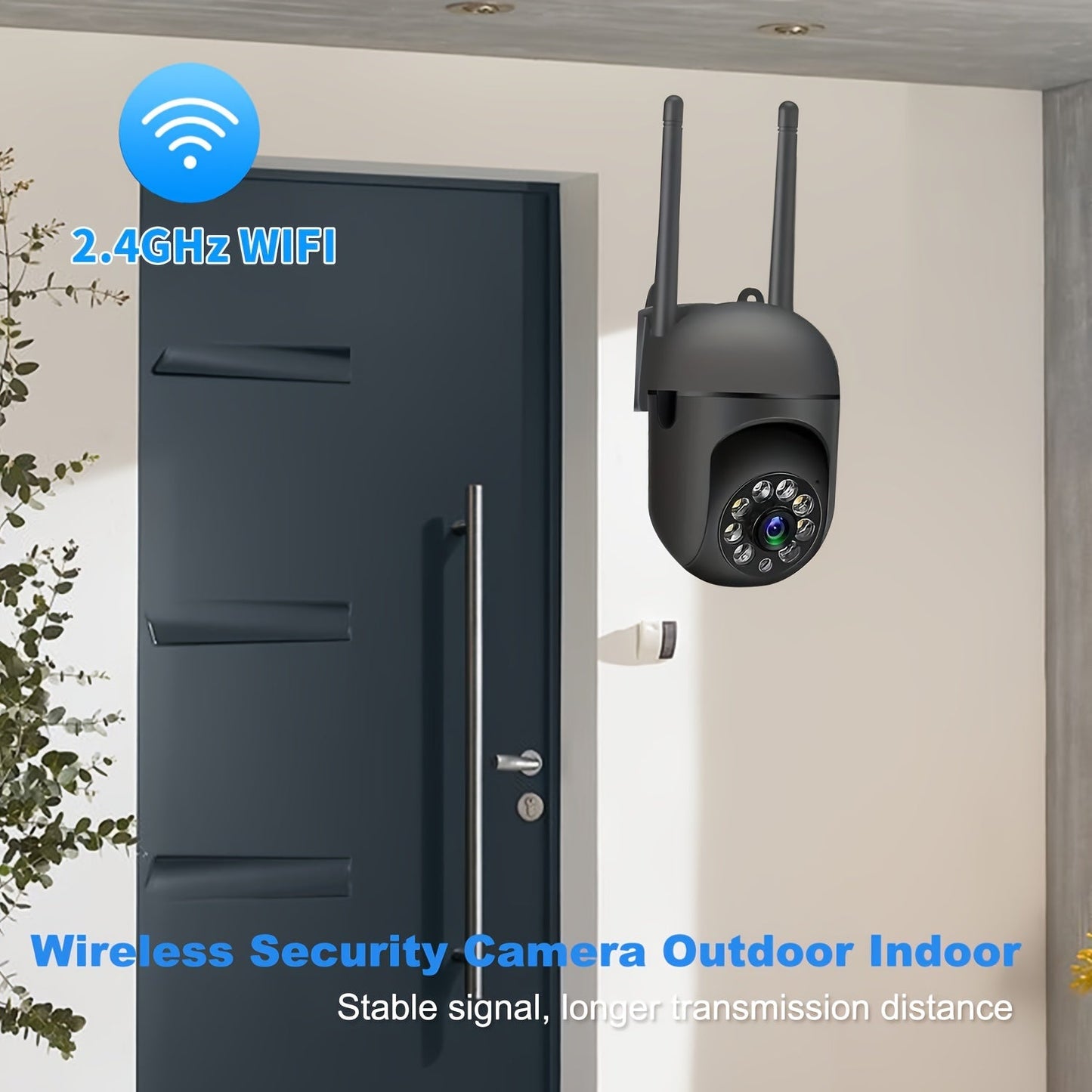 WJG 1080P HD Wireless Security Camera 4-Pack: Features 355° Pan-Tilt, Two-Way Audio, Motion Detection, Auto Tracking, App Control, USB Powered, 2.4GHz WiFi, Smartphone Compatibility. Ideal for Indoor/Outdoor Surveillance.