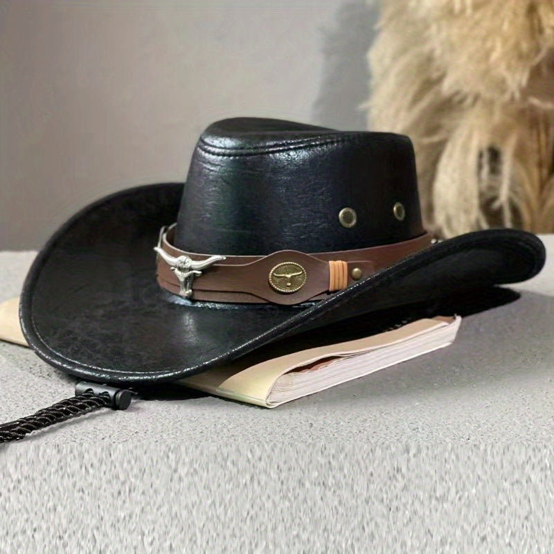 Breathable sunshade cowboy hat with rivets ideal for outdoor activities such as camping, fishing, mountaineering, and vacation.