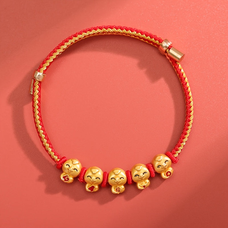 Incorporating a Chinese style and adorned with red thread jewelry, the 2025 Lucky Snake Symbol Red Thread Woven Bracelet showcases five snake pendants, creating a one-of-a-kind piece. Perfect for gifts on birthdays, Valentine's Day, Mother's Day, or as a