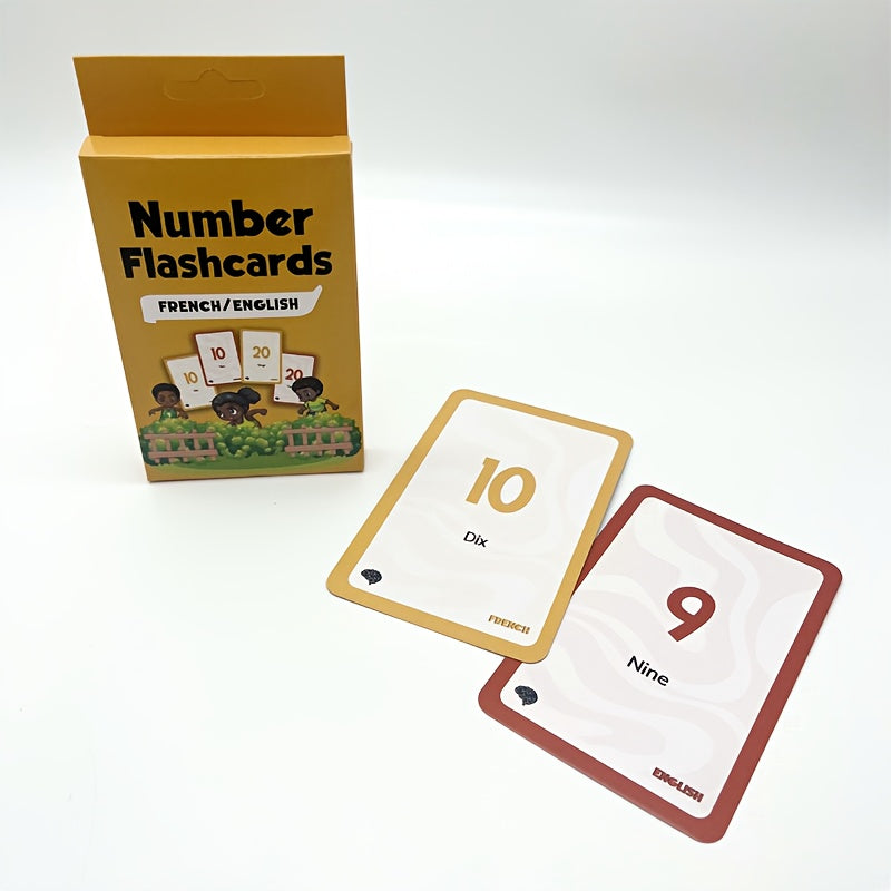 Educational Multilingual African Number Flashcards Set - Bilingual Learning in French/English, Igbo/English, Hausa/English, Yoruba/English - Made from Sturdy Paper, Perfect for Kids Ages 2 and Up - Includes Animal and Multiplication Cards.