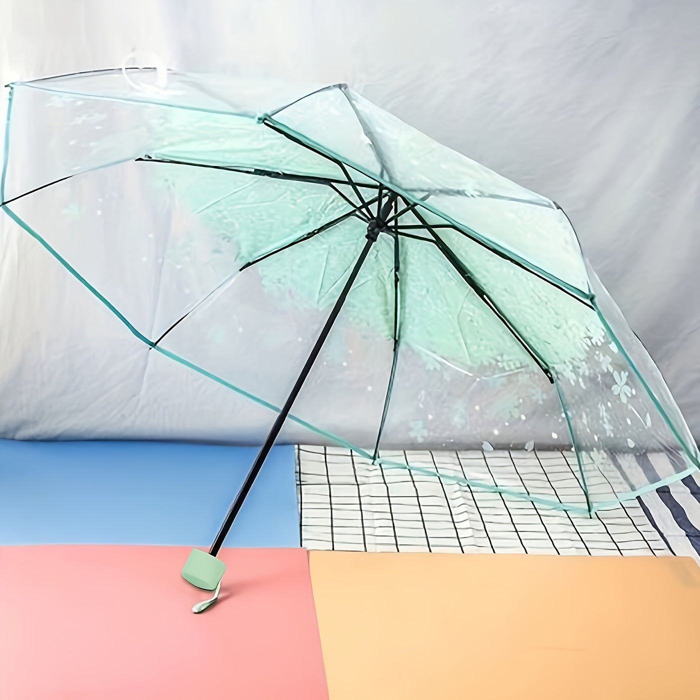 1-piece foldable clear outdoor umbrella, cute design.