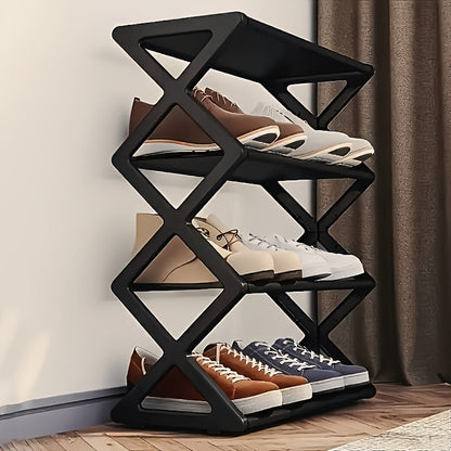 Optimize Your Space with Our 4-Tier Folding Shoe Rack - Fits 12 Pairs of Shoes and Maximizes Storage Area