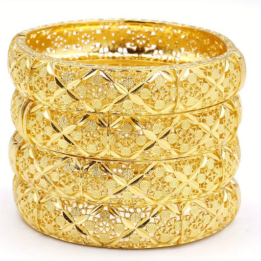 Luxurious Ethnic Style Open Bangle Wedding Bracelet featuring 4 Middle Eastern designs for brides.