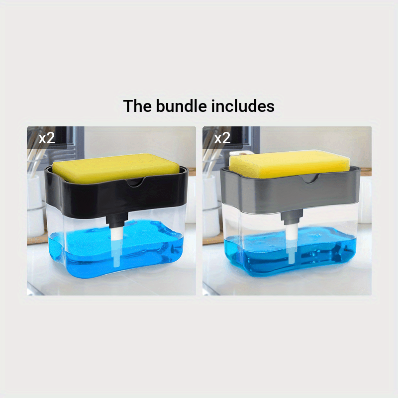 Modern ABS plastic dish soap dispenser with sponge holder, hand wash only, lightweight kitchen sink accessory with space-themed design.