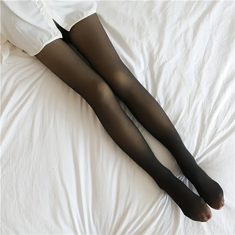 200G Thermal Fleece Tights for Women, Sexy Winter Pantyhose, Translucent and Slim with Elastic Velvet for warmth