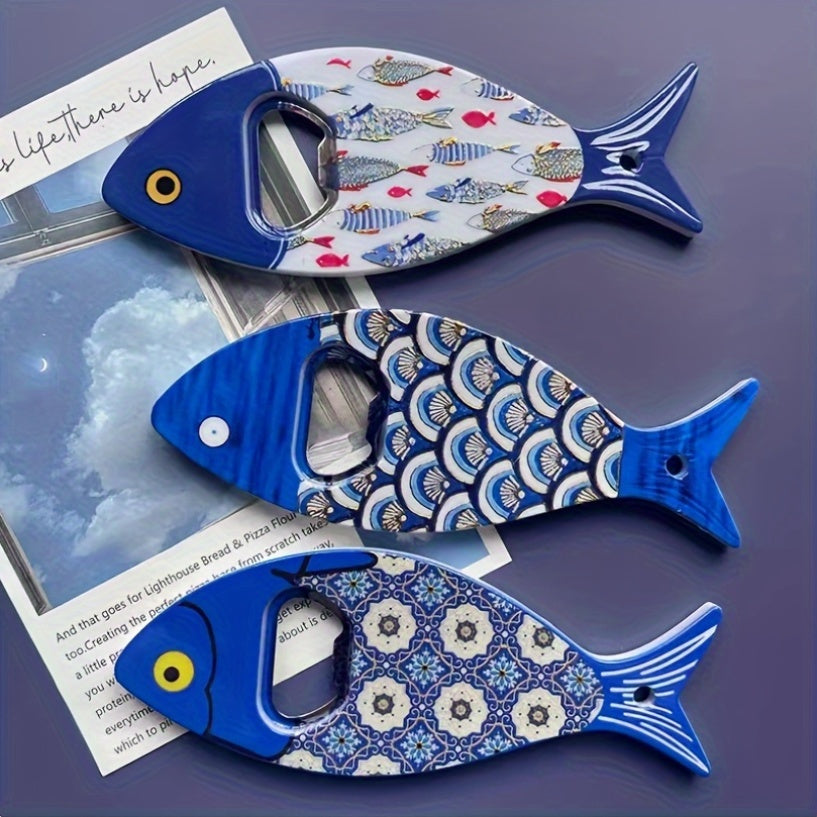 Festive acrylic fish bottle openers for Christmas, Halloween, and Oktoberfest - ideal kitchen and bar accessories