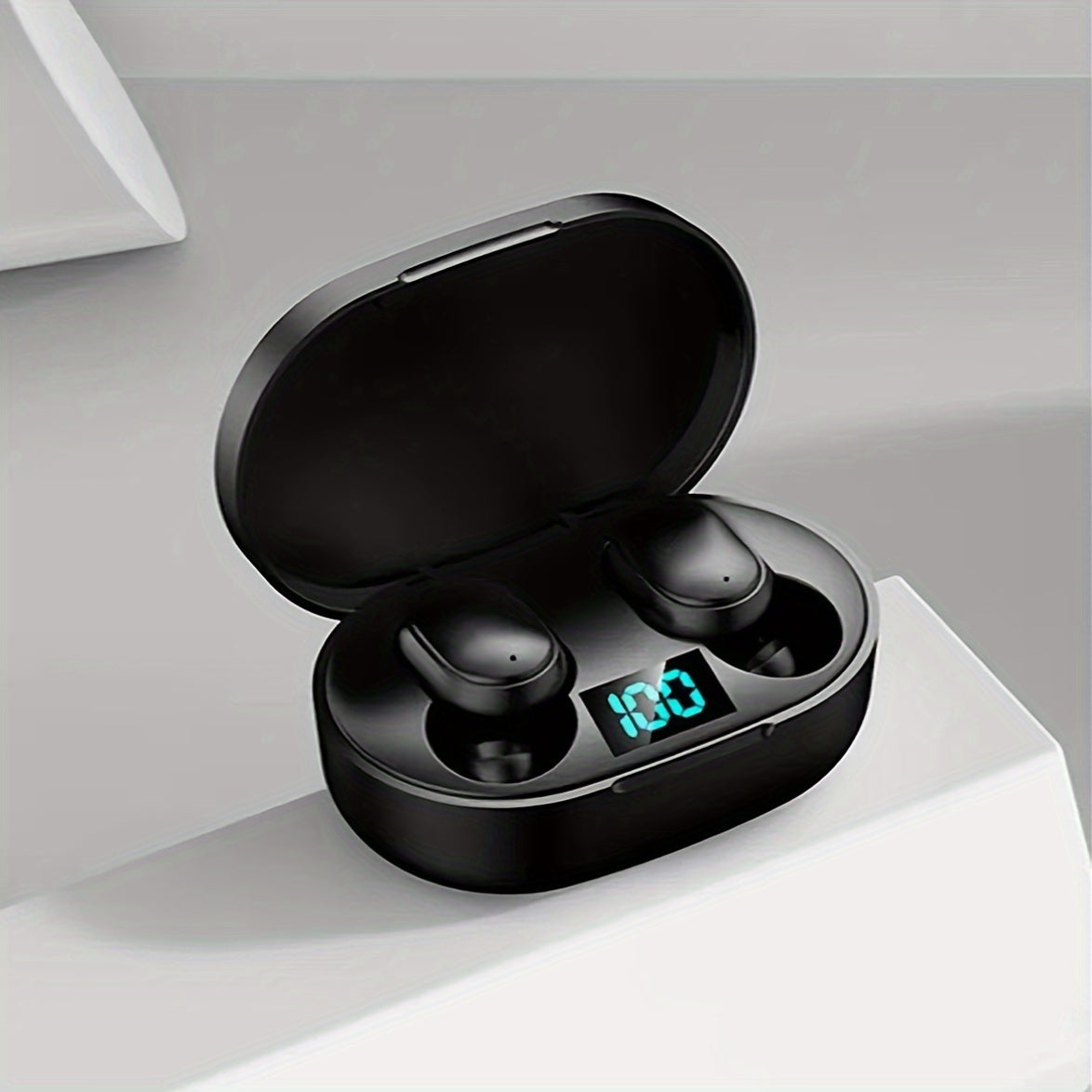 Mini Wireless Earbuds with LED display and HiFi sound, plastic material, media control, condenser microphone, lithium polymer battery, USB charging, ≤36V operation voltage, suitable for