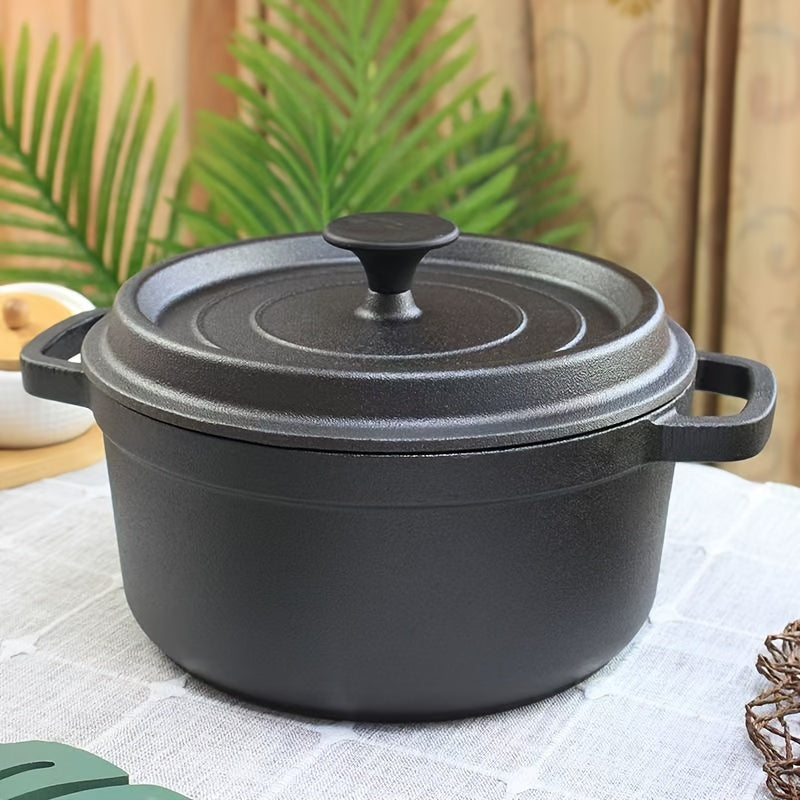 Cast Iron Double-Handle Dutch Oven - 10.24-inch, Non-Stick Skillet, Multi-Purpose Cooking Pot - Kitchenware for Gas Stove, No Electricity Needed