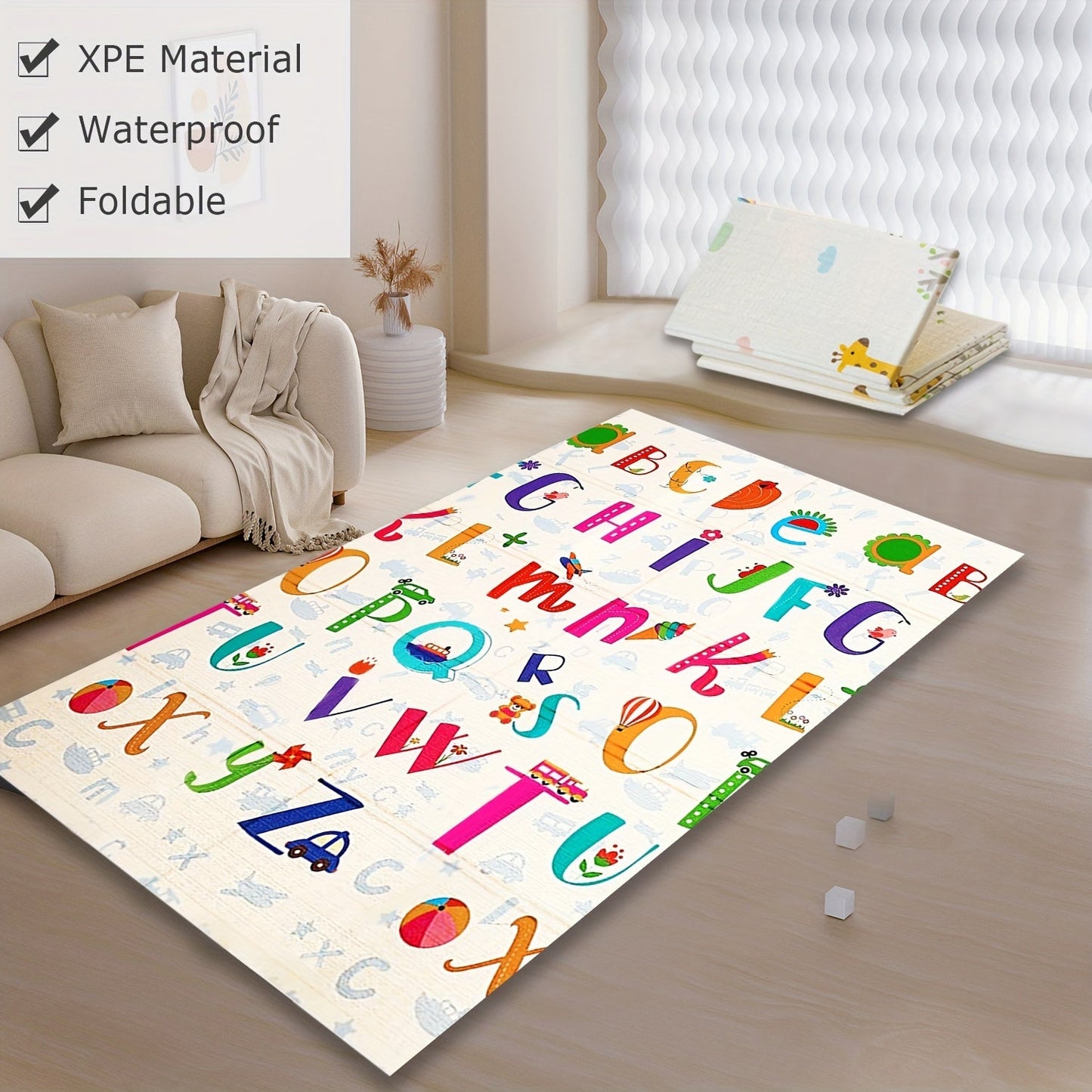 Children's Play Mat, XPE Material Decorative Mat for Room, Crawling Mat with Thickened Waterproof Foldable Design