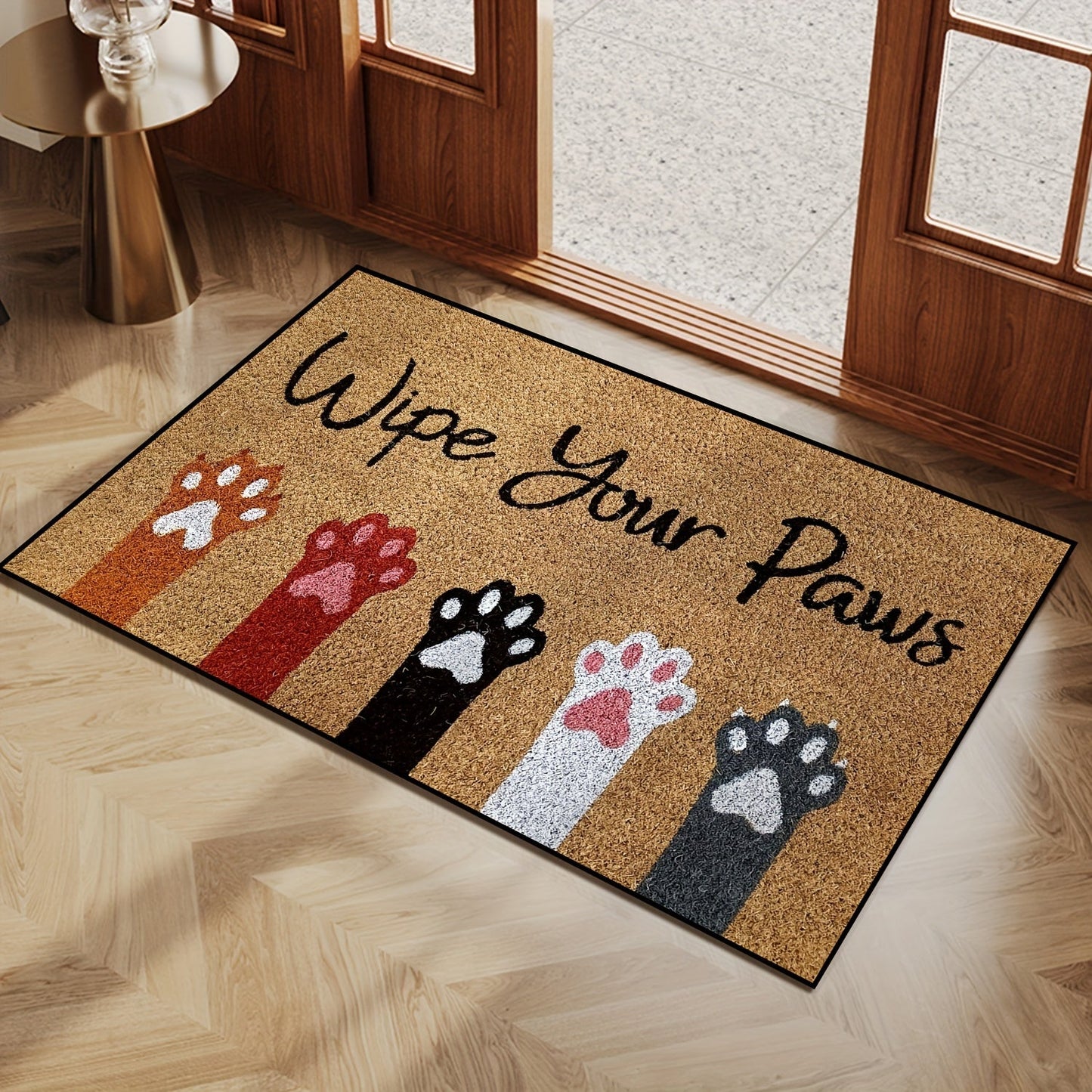 Durable All-Season Cat Scratch Welcome Mat - Low Pile Polyester Rug for Multiple Rooms - Non-Slip, Machine Washable, Fade-Resistant Entryway Carpet