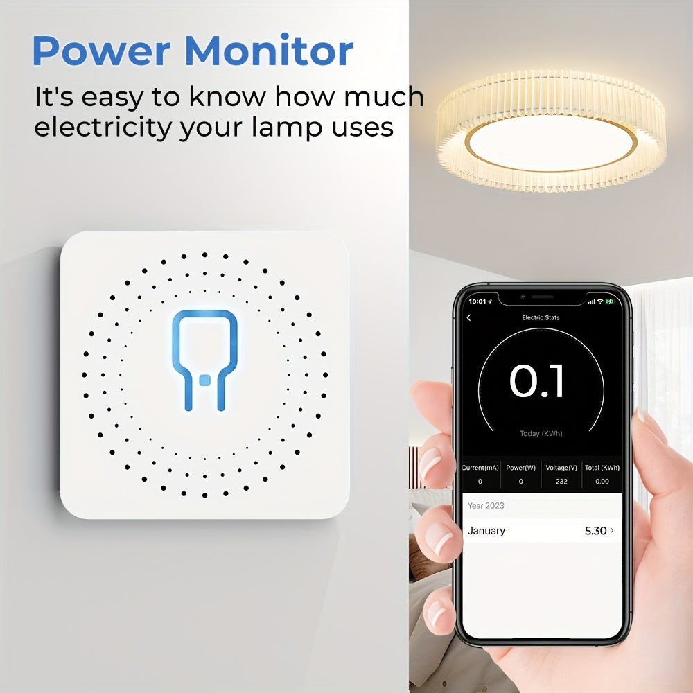 DIY 16A Power Switch Module with WiFi, ZigBee, Tuya app, voice control, 2-way power control, 110V/220V, app controlled, flush mount, for electronics - no battery needed.