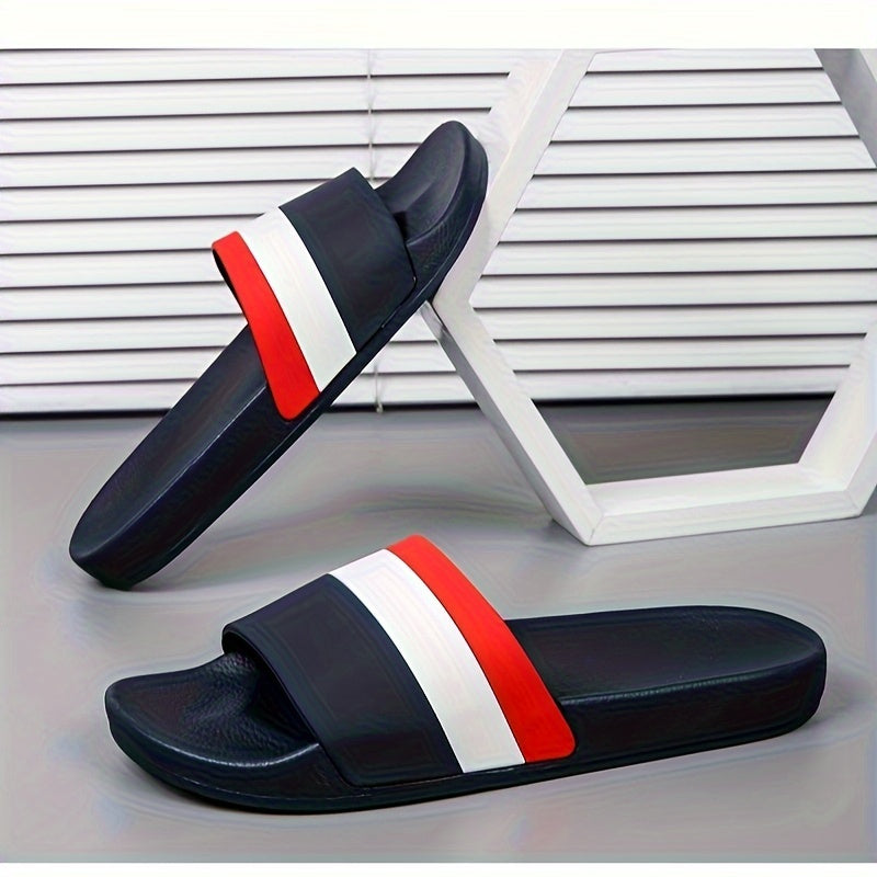 Gender-neutral Color Block Open Toe Slippers for Men and Women, featuring Soft, Durable Sole with Non-slip Comfort.