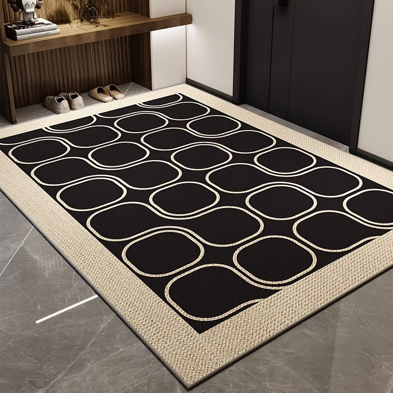 Durable Indoor Rug for Home Entrance - Elegant Modern Minimalist Doormat with Polyester Fiber Absorbent Non-Slip Welcome Mat, Hand Wash Only