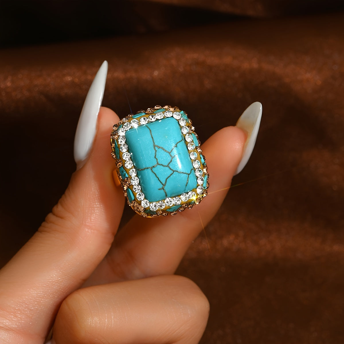 Vintage-inspired Boho-Chic Turquoise Statement Ring brings luxury and style to your daily wardrobe and special occasions. A perfect gift for Thanksgiving.