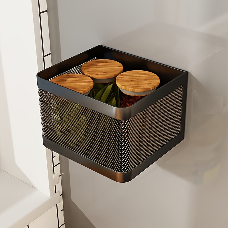 Magnetic Side Storage Holder for Kitchen Refrigerator with Hanging Basket and Plate Gap Magnet