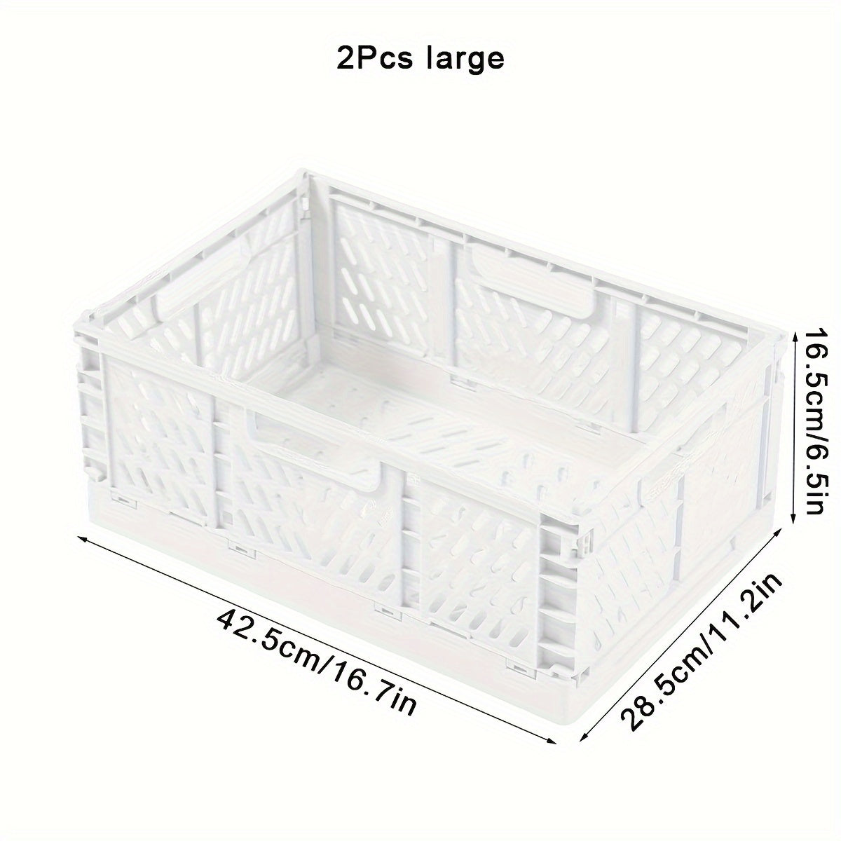 2-Pack Plastic Folding Storage Baskets with Handles, Stackable Organizers for Home - Mixed Color