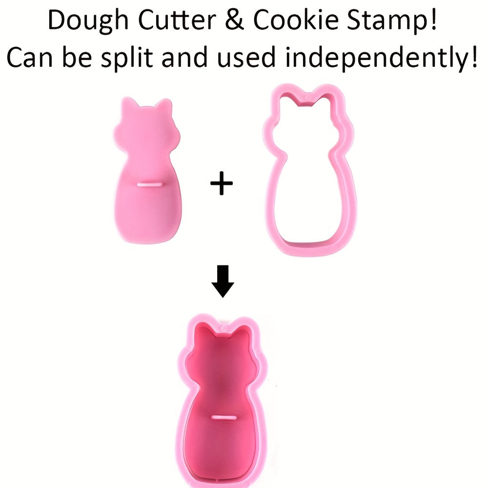 Set of 6 Adorable Cat Cookie Cutters with Pushers - Ideal for Making Delicious Treats and Decorating Cakes