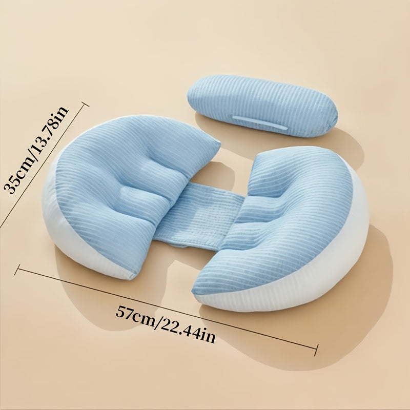 Pregnancy Pillow for Side Sleeping & Nursing - Ultra-Soft, Provides Waist Support, Belly Relief, All-Season Comfort, Made of Polyester