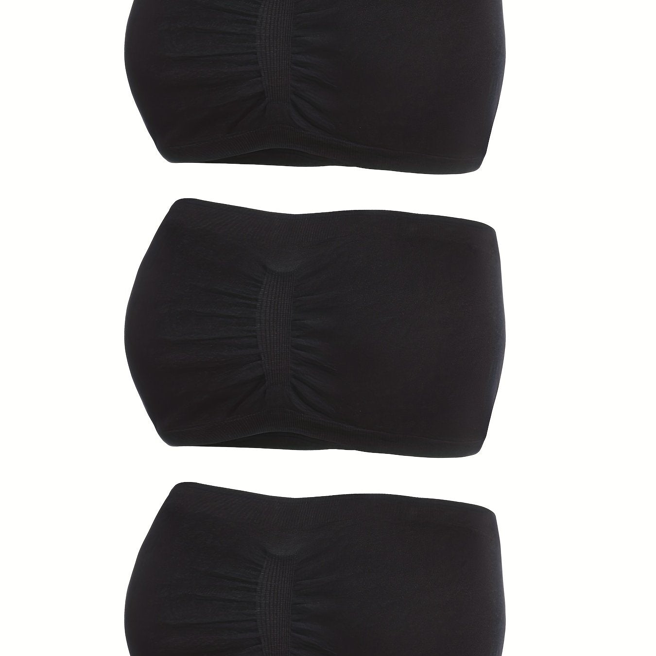 Three strapless bandeau bras, comfortable and soft stretch bras for women's lingerie and underwear.