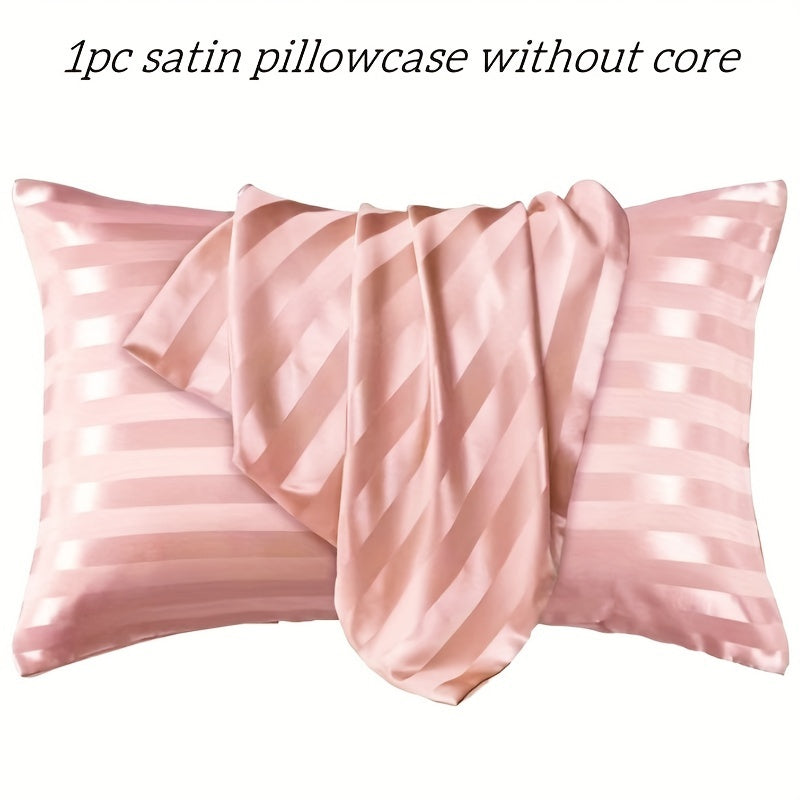 Get your hands on our luxurious Soft Skin-Friendly Striped Satin Pillowcase, featuring a convenient flap closure for ease of use. This pillowcase is not only gentle on hair and skin, but also beneficial for both. Made from 100% polyester, this woven