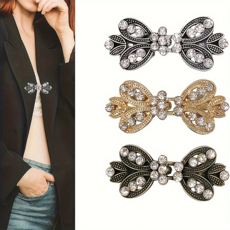 A versatile and stylish accessory, this Elegant Rhinestone Sweater Clip features a Multi-Functional Alloy Cape Buckle design. Perfect for adding a touch of flair to your outfit, this Unique Scarf Buckle is a must-have Women's Fashion Accessory.