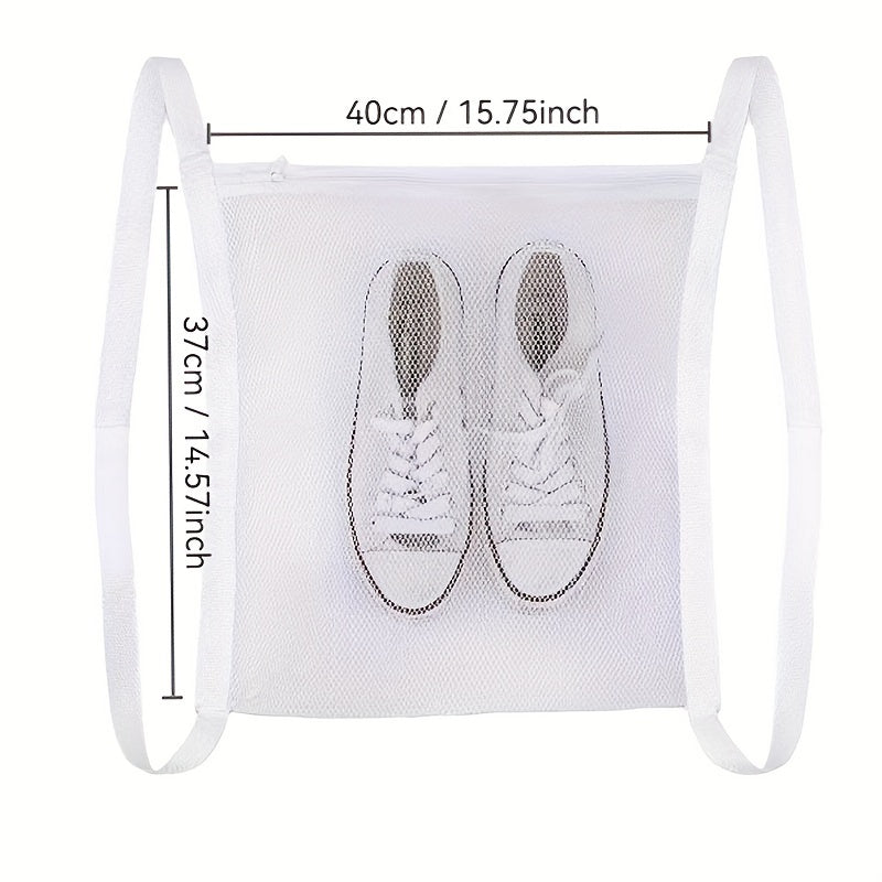 Get your hands on the 1pc Sports Shoe Dryer and Washing Machine Bag! Perfect for drying shoes, apparel, and laundry, this mesh net bag features a zipper and handle strap for easy installation. Made from reusable woven fabric in a rectangle shape, it is