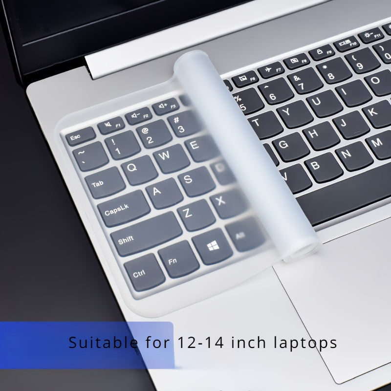 Waterproof and dustproof silicone keyboard protector for 30.48-35.56 cm laptops, easy to clean and durable.